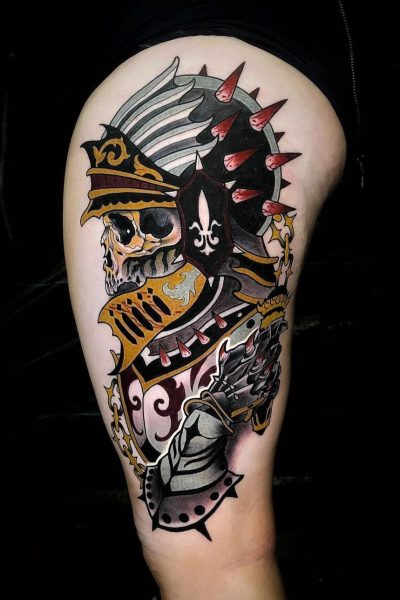 Neo-Traditional-Skull-Knight-Tattoo-by-Dan-Razor-57710778